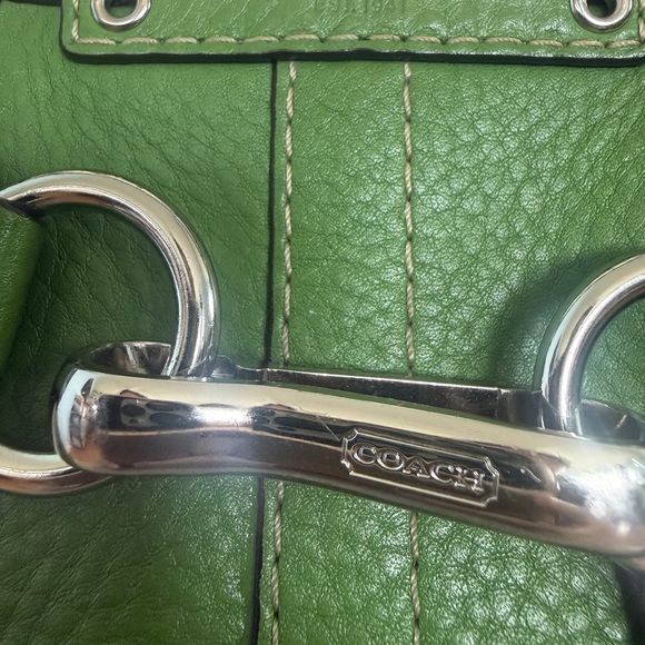 COACH HAMPTON PEBBLED LEATHER BRAIDED SATCHEL LIME GREEN #F13084 - Picture 9 of 12